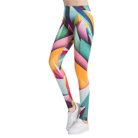 Fitness workout leggings - Colorful flame - High waist