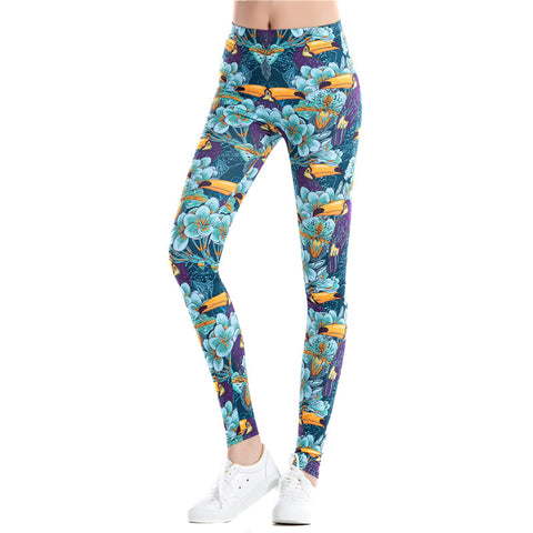 Fitness workout leggings - Colorful toucan - High waist