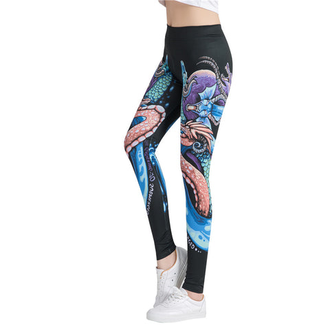 Fitness workout leggings - Colorful dragon- High waist