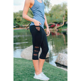 Fitness Capri workout leggings - High waist - Poket - Black