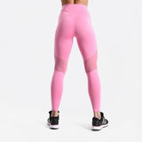 Fitness workout leggings - Pink mesh - Squat proof - High waist - XS/XL