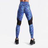 Fitness workout leggings - Blue jungle - Squat proof - High waist - XS/XL