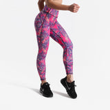 Fitness workout leggings - Palms pink - Squat proof - High waist - XS/XL