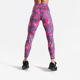 Fitness workout leggings - Palms pink - Squat proof - High waist - XS/XL