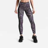 Fitness workout leggings - Roses grey - Squat proof - High waist - XS/XL