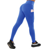 Fitness workout leggings - "V" shape blue - Squat proof - XS/XXXL