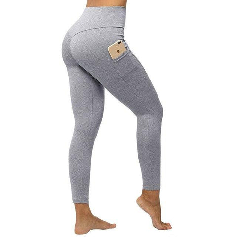 Fitness workout leggings - "V" shape light gray - Squat proof - XS/XXXL