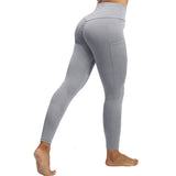 Fitness workout leggings - "V" shape light gray - Squat proof - XS/XXXL