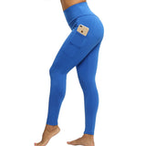 Fitness workout leggings - "V" shape blue - Squat proof - XS/XXXL
