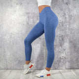 Fitness workout leggings - My rules blue - High waisted - Scrunch back